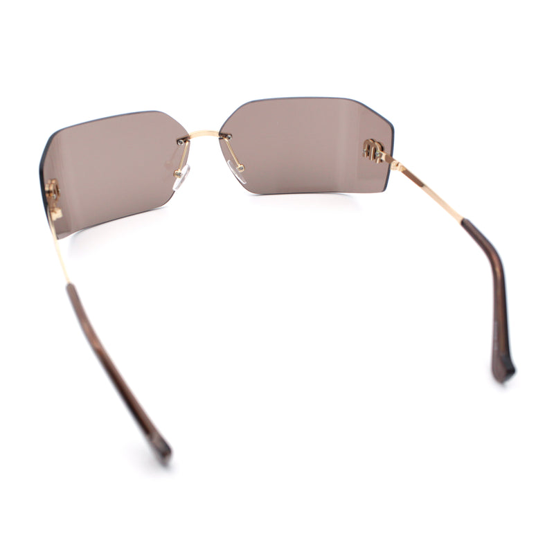 Womens Luxury Fold Curved Rimless Designer Fashion Metal Frame Sunglasses
