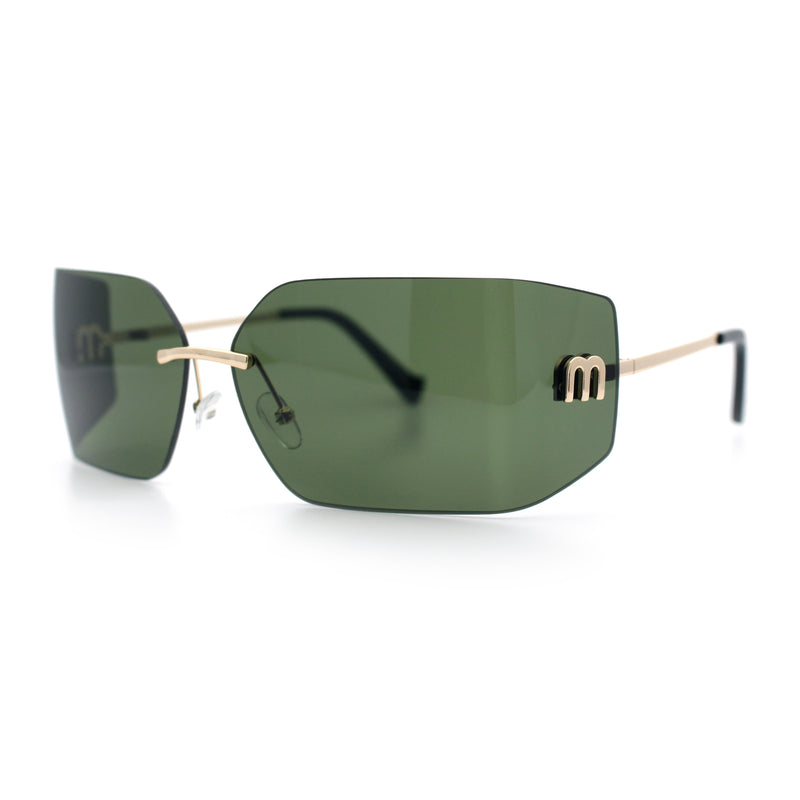 Womens Luxury Fold Curved Rimless Designer Fashion Metal Frame Sunglasses