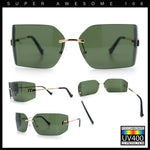 Womens Luxury Fold Curved Rimless Designer Fashion Metal Frame Sunglasses