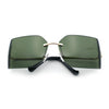 Womens Luxury Fold Curved Rimless Designer Fashion Metal Frame Sunglasses