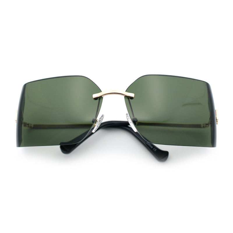Womens Luxury Fold Curved Rimless Designer Fashion Metal Frame Sunglasses