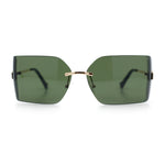 Womens Luxury Fold Curved Rimless Designer Fashion Metal Frame Sunglasses