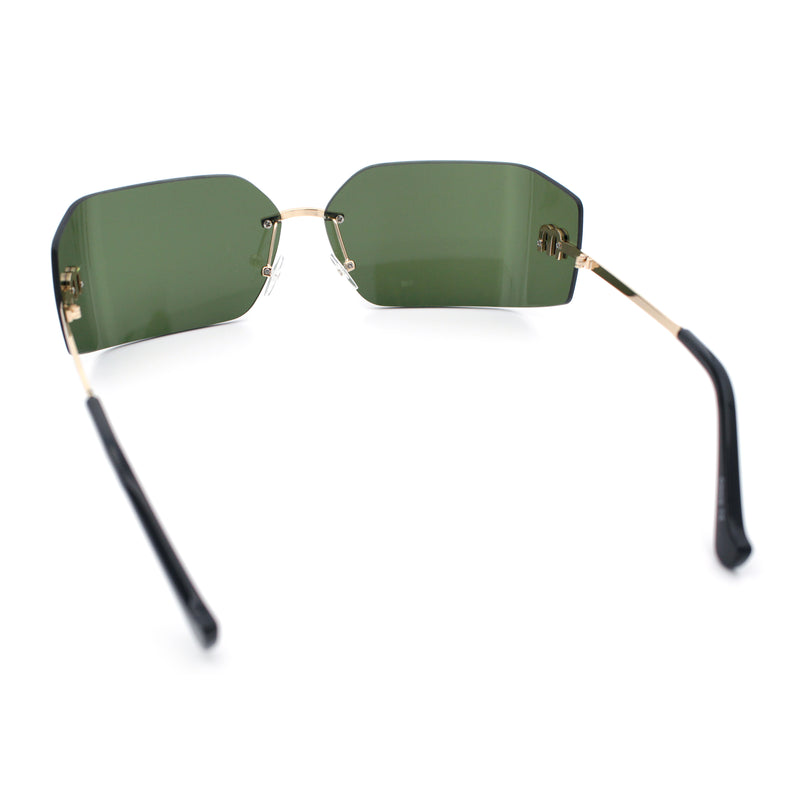Womens Luxury Fold Curved Rimless Designer Fashion Metal Frame Sunglasses