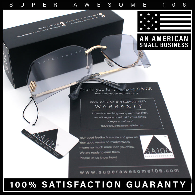 Womens Luxury Fold Curved Rimless Designer Fashion Metal Frame Sunglasses