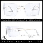 Womens Luxury Fold Curved Rimless Designer Fashion Metal Frame Sunglasses