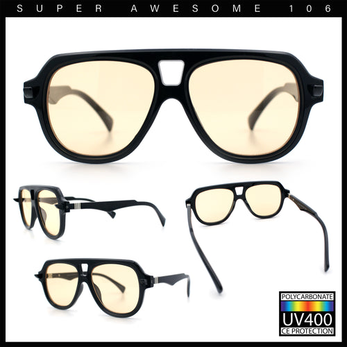 Retro Vintage Vibe Unique Horned Hinge Thick Plastic Racer Sunglasses