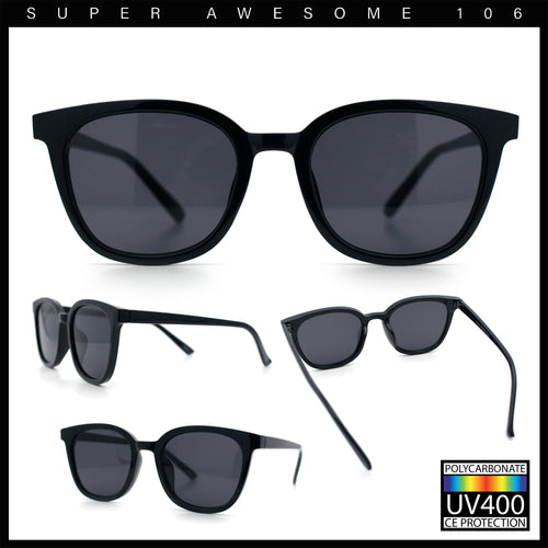 Womens Minimal Horn Rim Classy Boyfriend Normcore Plastic Sunglasses