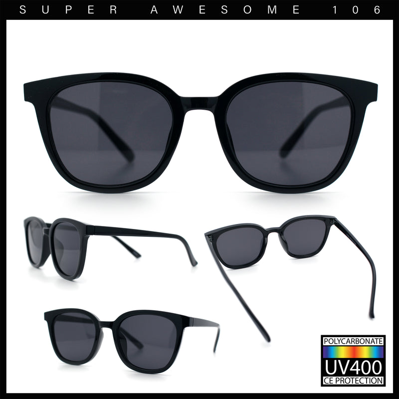 Womens Minimal Horn Rim Classy Boyfriend Normcore Plastic Sunglasses