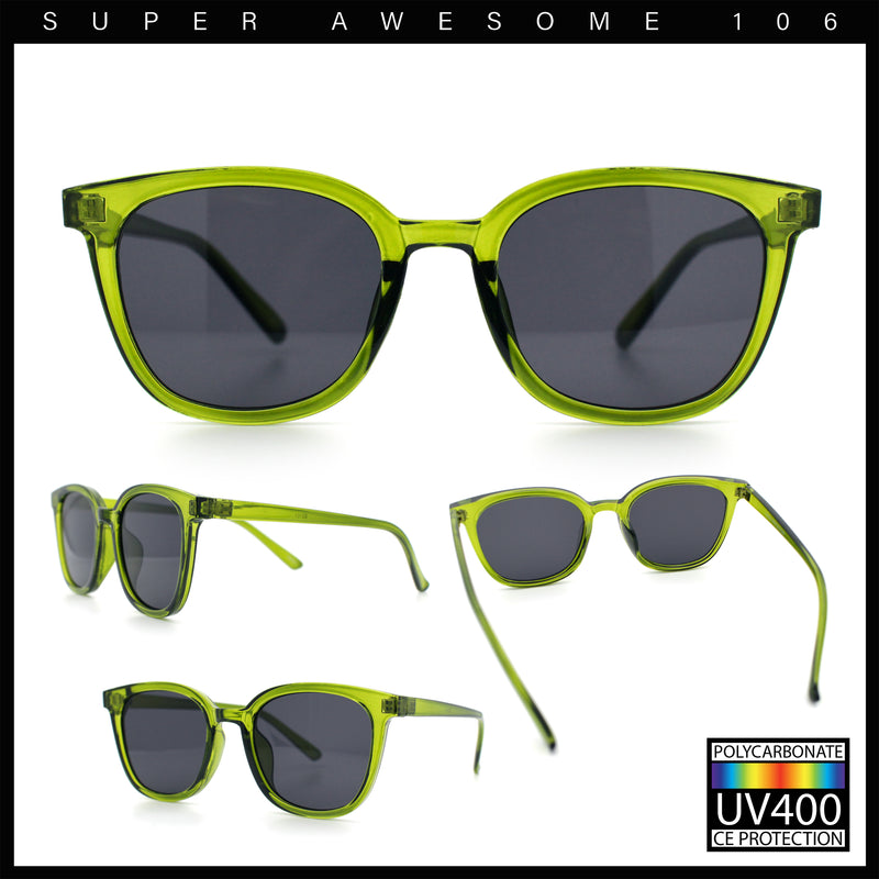 Womens Minimal Horn Rim Classy Boyfriend Normcore Plastic Sunglasses