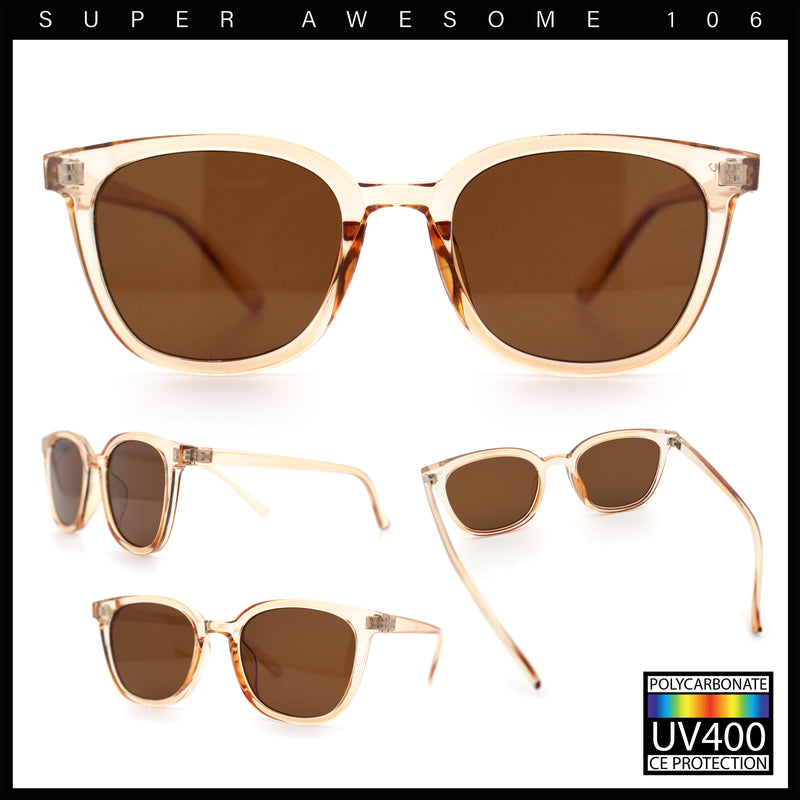 Womens Minimal Horn Rim Classy Boyfriend Normcore Plastic Sunglasses