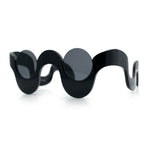 Rad Offbeat Thick Plastic Wave Shape Runway Fashion Sunglasses