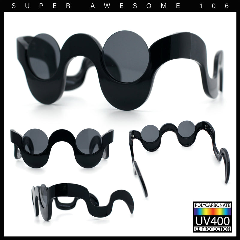 Rad Offbeat Thick Plastic Wave Shape Runway Fashion Sunglasses