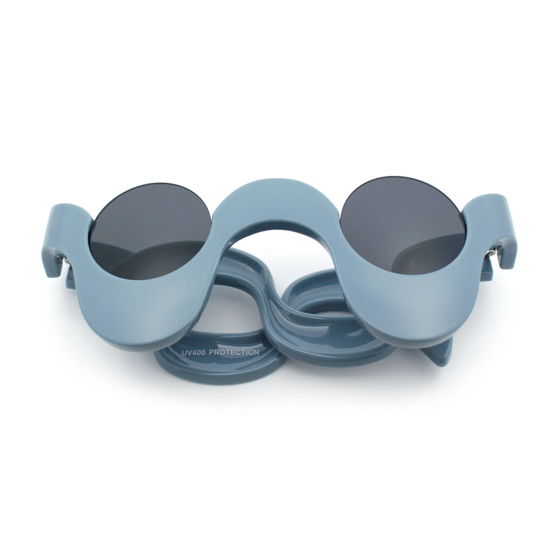 Rad Offbeat Thick Plastic Wave Shape Runway Fashion Sunglasses
