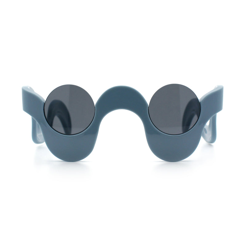 Rad Offbeat Thick Plastic Wave Shape Runway Fashion Sunglasses