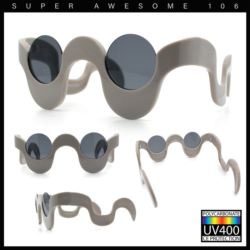 Rad Offbeat Thick Plastic Wave Shape Runway Fashion Sunglasses