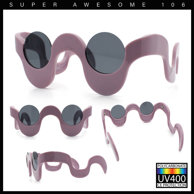 Rad Offbeat Thick Plastic Wave Shape Runway Fashion Sunglasses