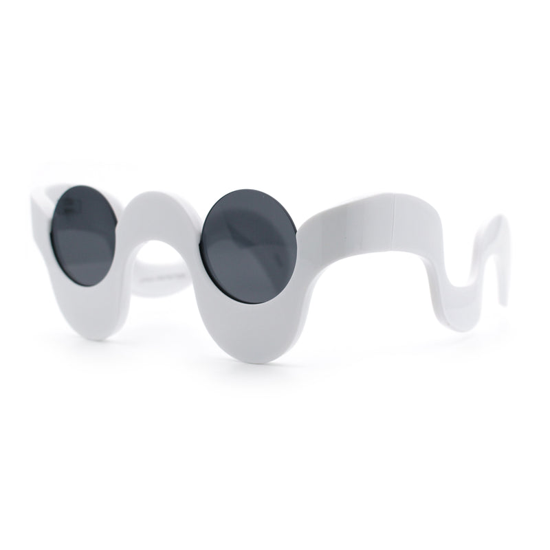 Rad Offbeat Thick Plastic Wave Shape Runway Fashion Sunglasses