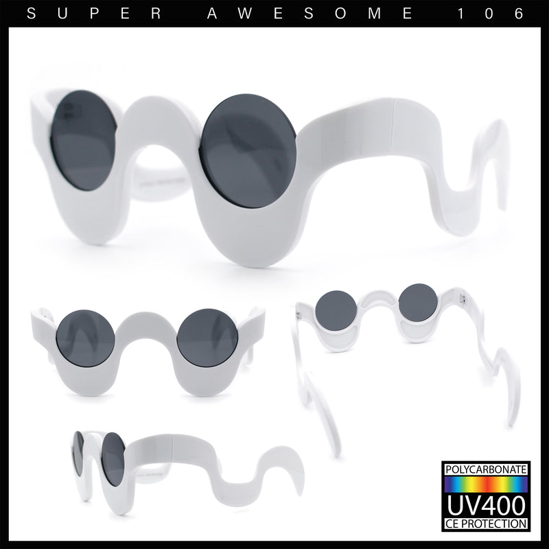 Rad Offbeat Thick Plastic Wave Shape Runway Fashion Sunglasses