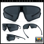 Mens Windbreaker Wrap Around Curved Shield Lens Sport Plastic Sunglasses