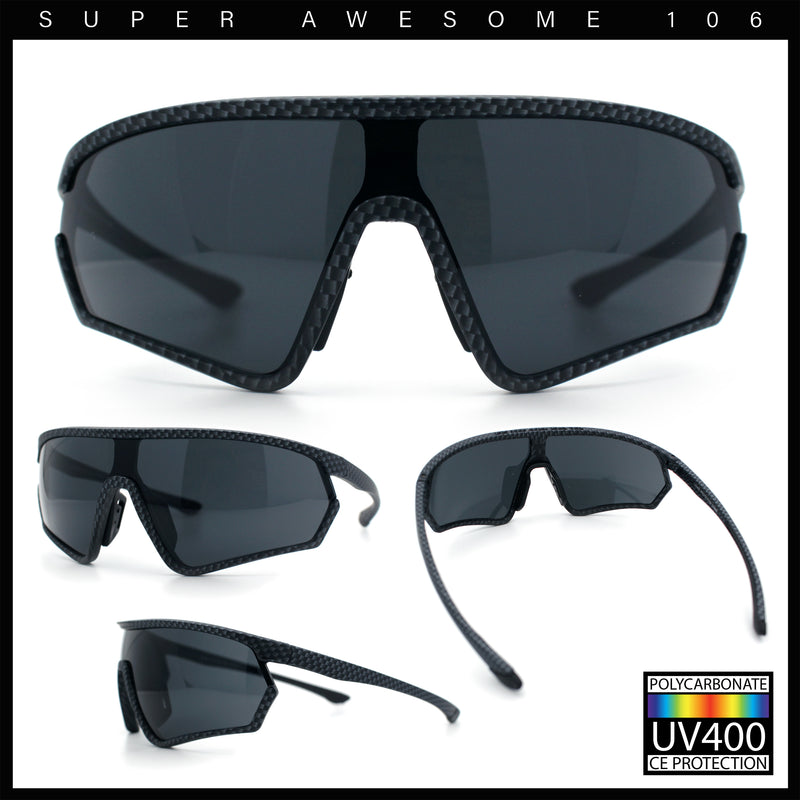 Mens Windbreaker Wrap Around Curved Shield Lens Sport Plastic Sunglasses