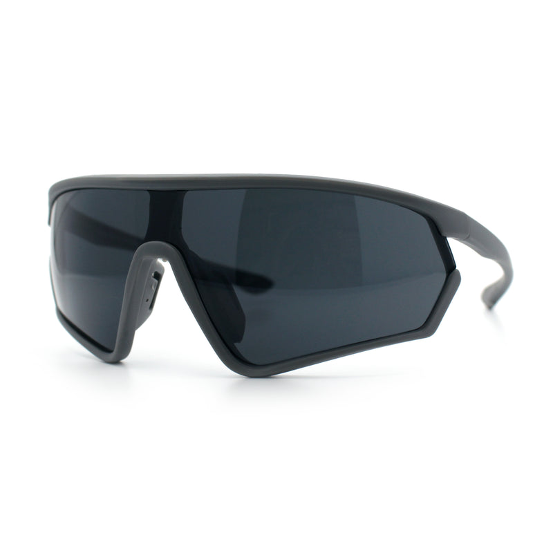 Mens Windbreaker Wrap Around Curved Shield Lens Sport Plastic Sunglasses