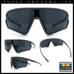 Mens Windbreaker Wrap Around Curved Shield Lens Sport Plastic Sunglasses