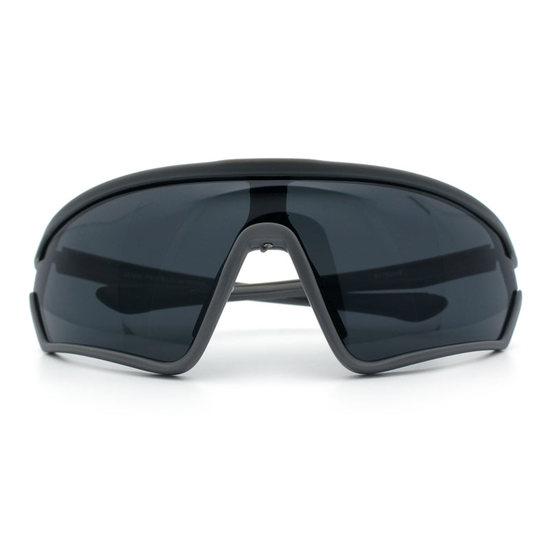 Mens Windbreaker Wrap Around Curved Shield Lens Sport Plastic Sunglasses