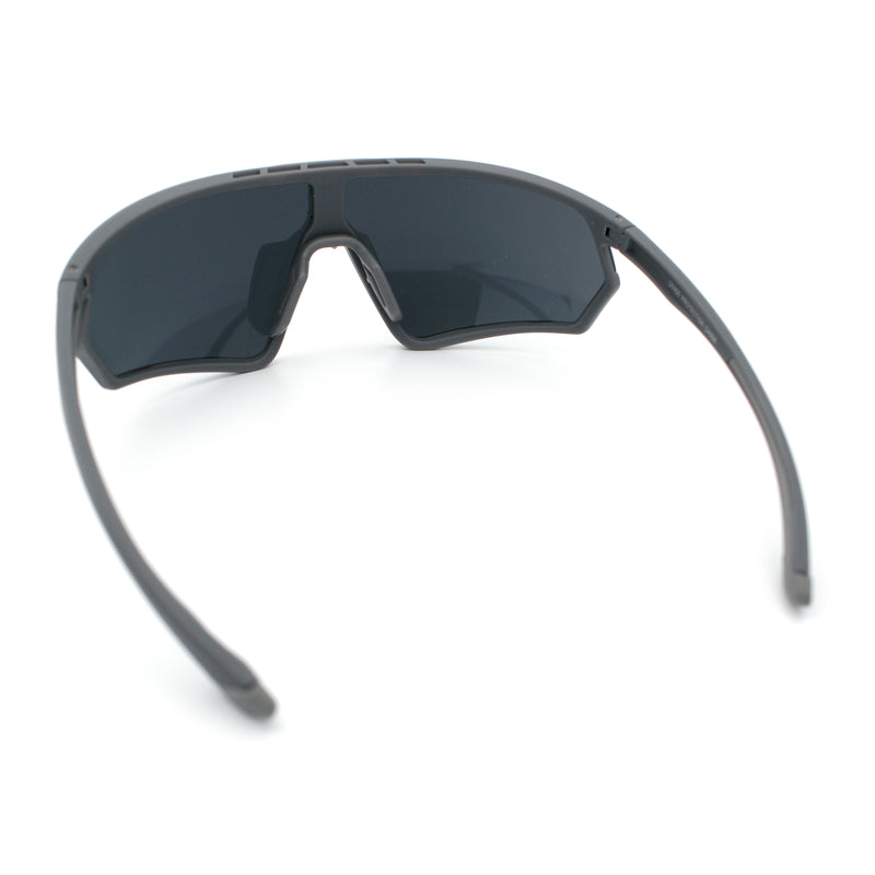 Mens Windbreaker Wrap Around Curved Shield Lens Sport Plastic Sunglasses