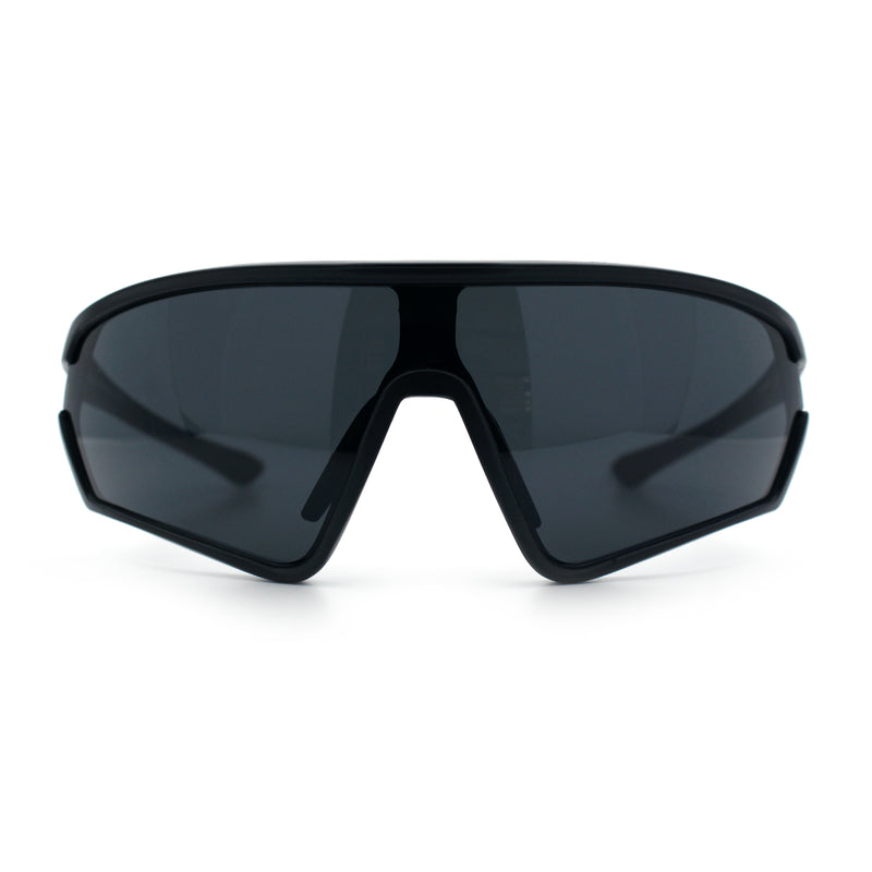 Mens Windbreaker Wrap Around Curved Shield Lens Sport Plastic Sunglasses