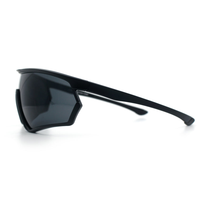 Mens Windbreaker Wrap Around Curved Shield Lens Sport Plastic Sunglasses