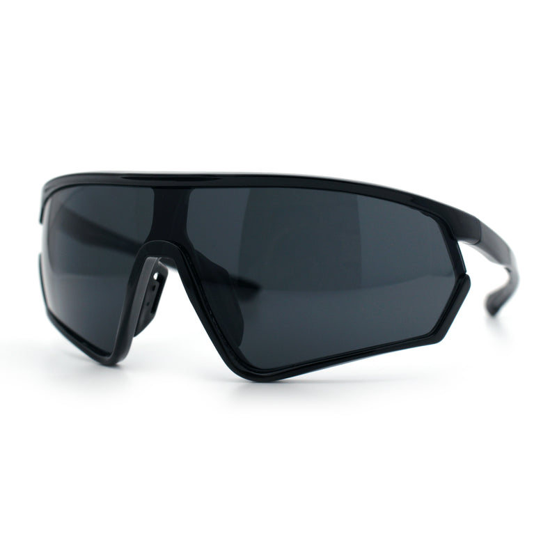 Mens Windbreaker Wrap Around Curved Shield Lens Sport Plastic Sunglasses