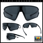 Mens Windbreaker Wrap Around Curved Shield Lens Sport Plastic Sunglasses