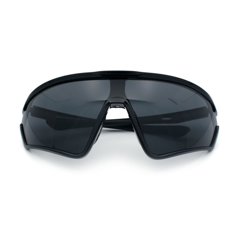 Mens Windbreaker Wrap Around Curved Shield Lens Sport Plastic Sunglasses