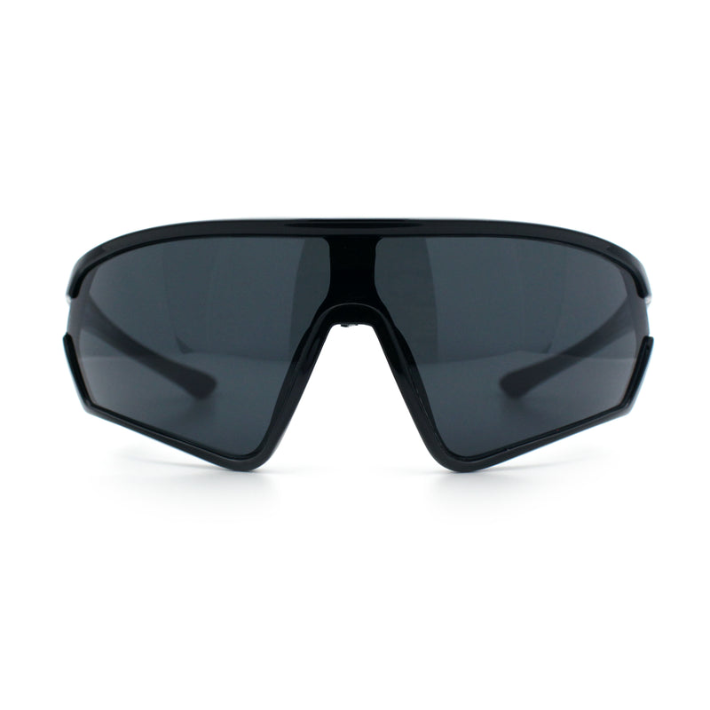 Mens Windbreaker Wrap Around Curved Shield Lens Sport Plastic Sunglasses