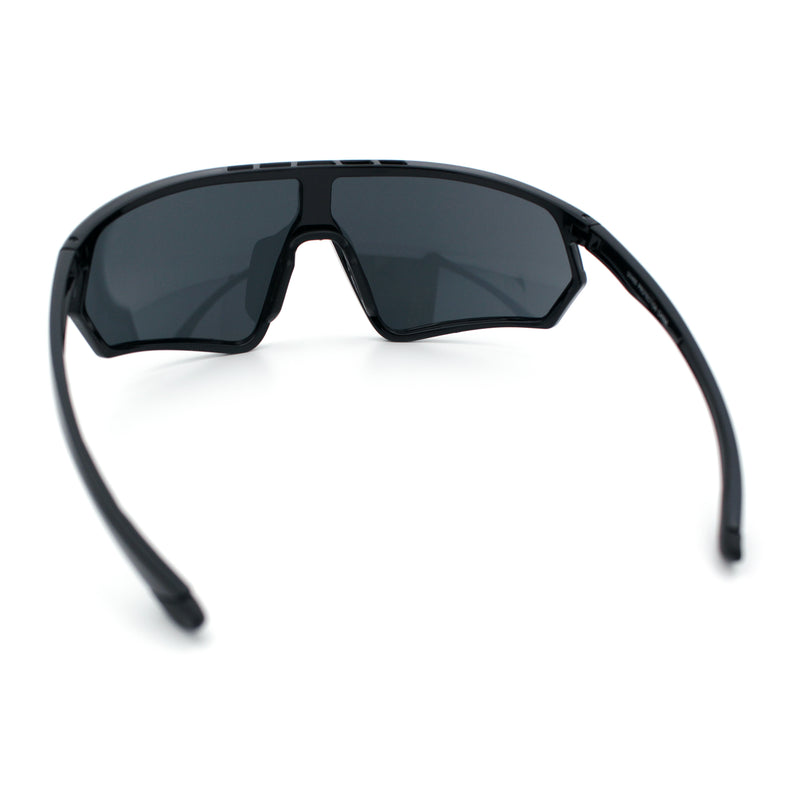 Mens Windbreaker Wrap Around Curved Shield Lens Sport Plastic Sunglasses