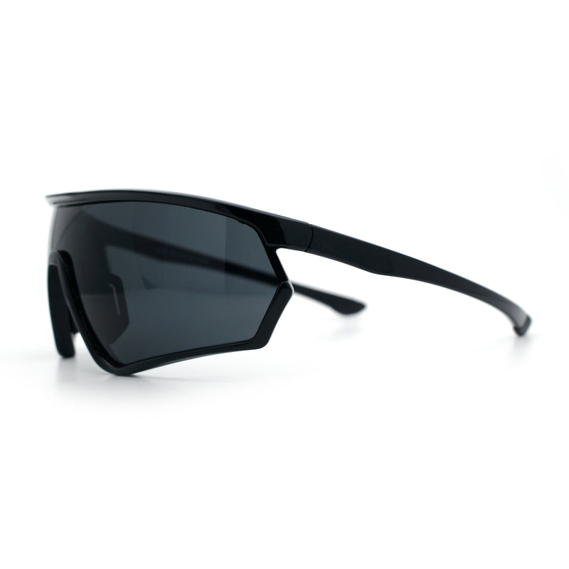 Mens Windbreaker Wrap Around Curved Shield Lens Sport Plastic Sunglasses