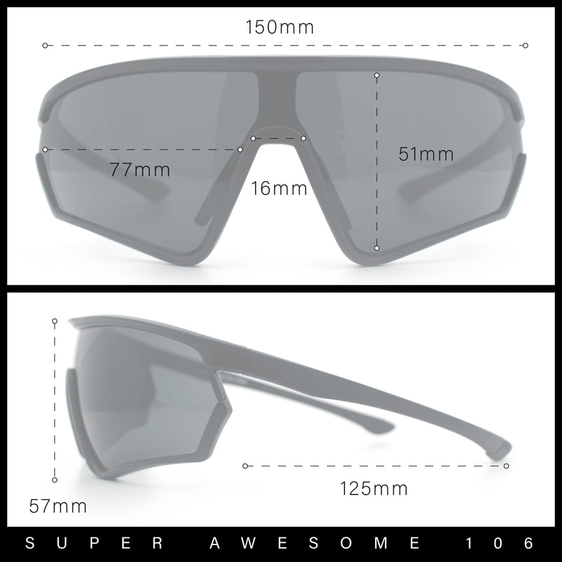 Mens Windbreaker Wrap Around Curved Shield Lens Sport Plastic Sunglasses