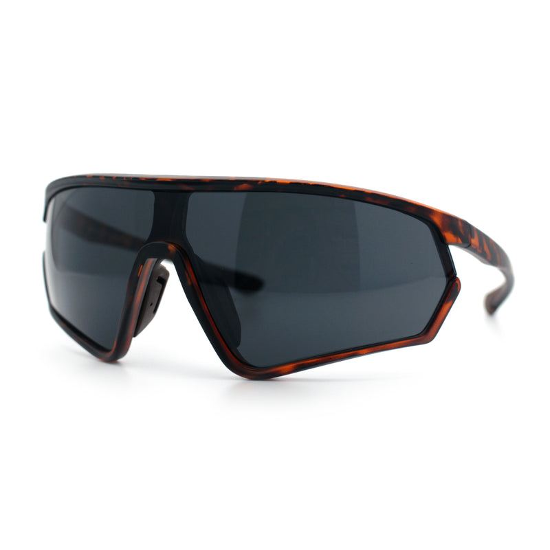 Mens Windbreaker Wrap Around Curved Shield Lens Sport Plastic Sunglasses