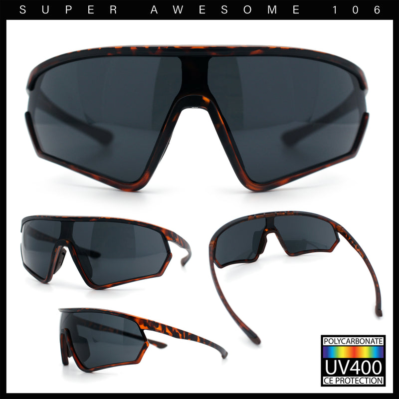 Mens Windbreaker Wrap Around Curved Shield Lens Sport Plastic Sunglasses