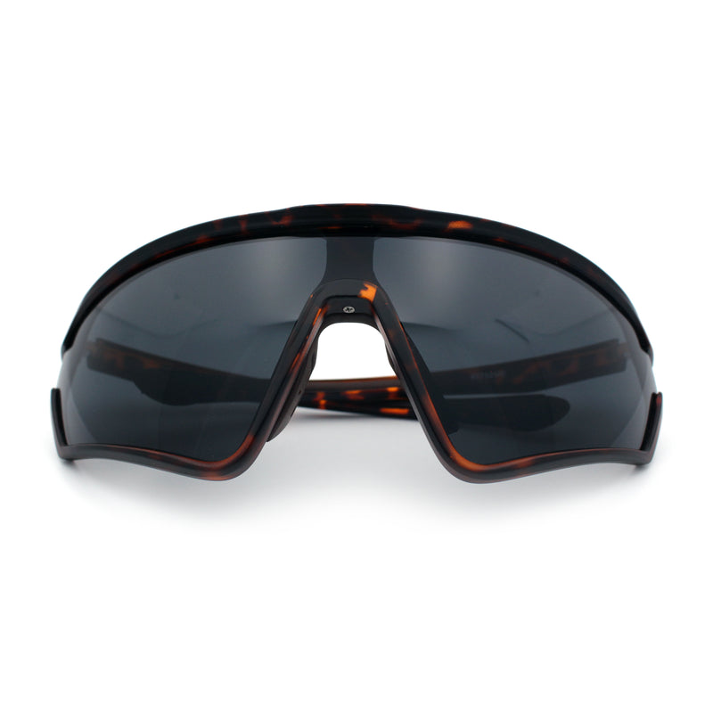 Mens Windbreaker Wrap Around Curved Shield Lens Sport Plastic Sunglasses
