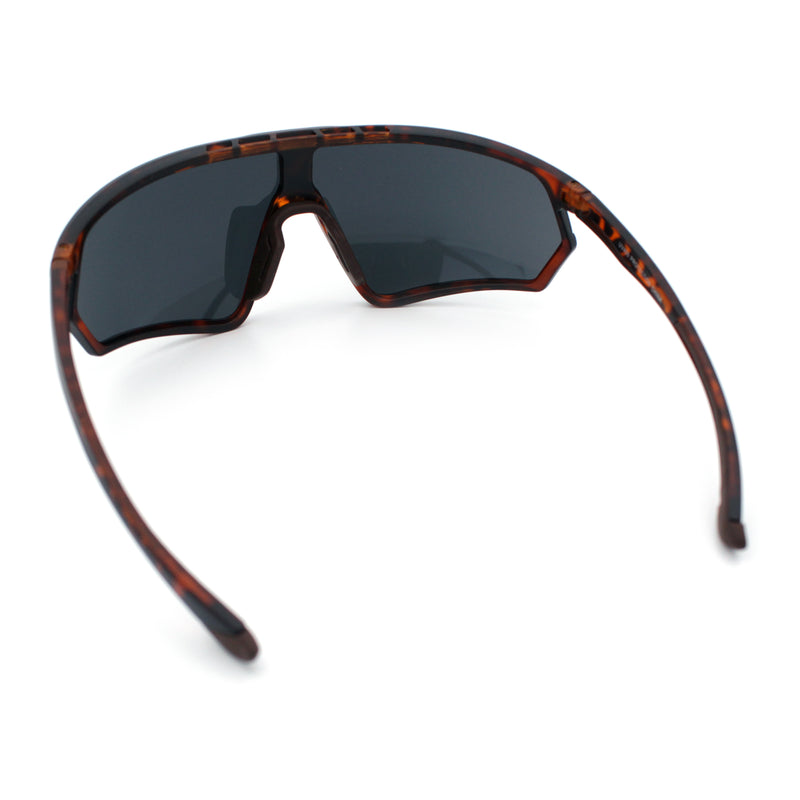 Mens Windbreaker Wrap Around Curved Shield Lens Sport Plastic Sunglasses