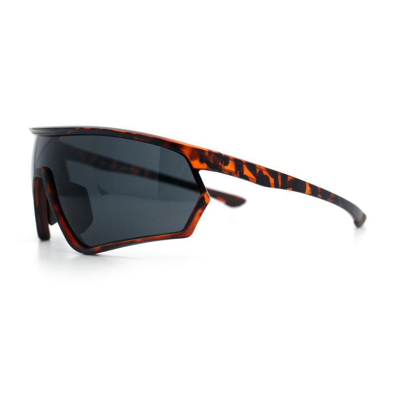 Mens Windbreaker Wrap Around Curved Shield Lens Sport Plastic Sunglasses