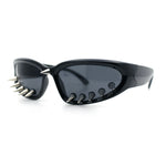 Gothic Bold Edgy Thorn Stud 90s Sporty Wrap Plastic Punk Sunglasses