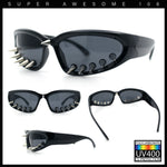 Gothic Bold Edgy Thorn Stud 90s Sporty Wrap Plastic Punk Sunglasses