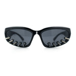 Gothic Bold Edgy Thorn Stud 90s Sporty Wrap Plastic Punk Sunglasses