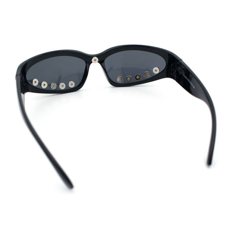 Gothic Bold Edgy Thorn Stud 90s Sporty Wrap Plastic Punk Sunglasses
