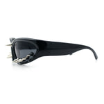 Gothic Bold Edgy Thorn Stud 90s Sporty Wrap Plastic Punk Sunglasses