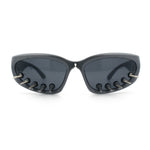 Gothic Bold Edgy Thorn Stud 90s Sporty Wrap Plastic Punk Sunglasses