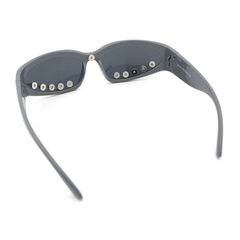 Gothic Bold Edgy Thorn Stud 90s Sporty Wrap Plastic Punk Sunglasses