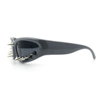 Gothic Bold Edgy Thorn Stud 90s Sporty Wrap Plastic Punk Sunglasses